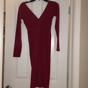 Red vneck dress